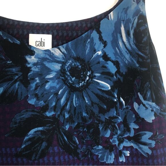 Cabi #3434 Artist Cami Blue Purple Floral Flowing Tank Blouse - Picture 9 of 16